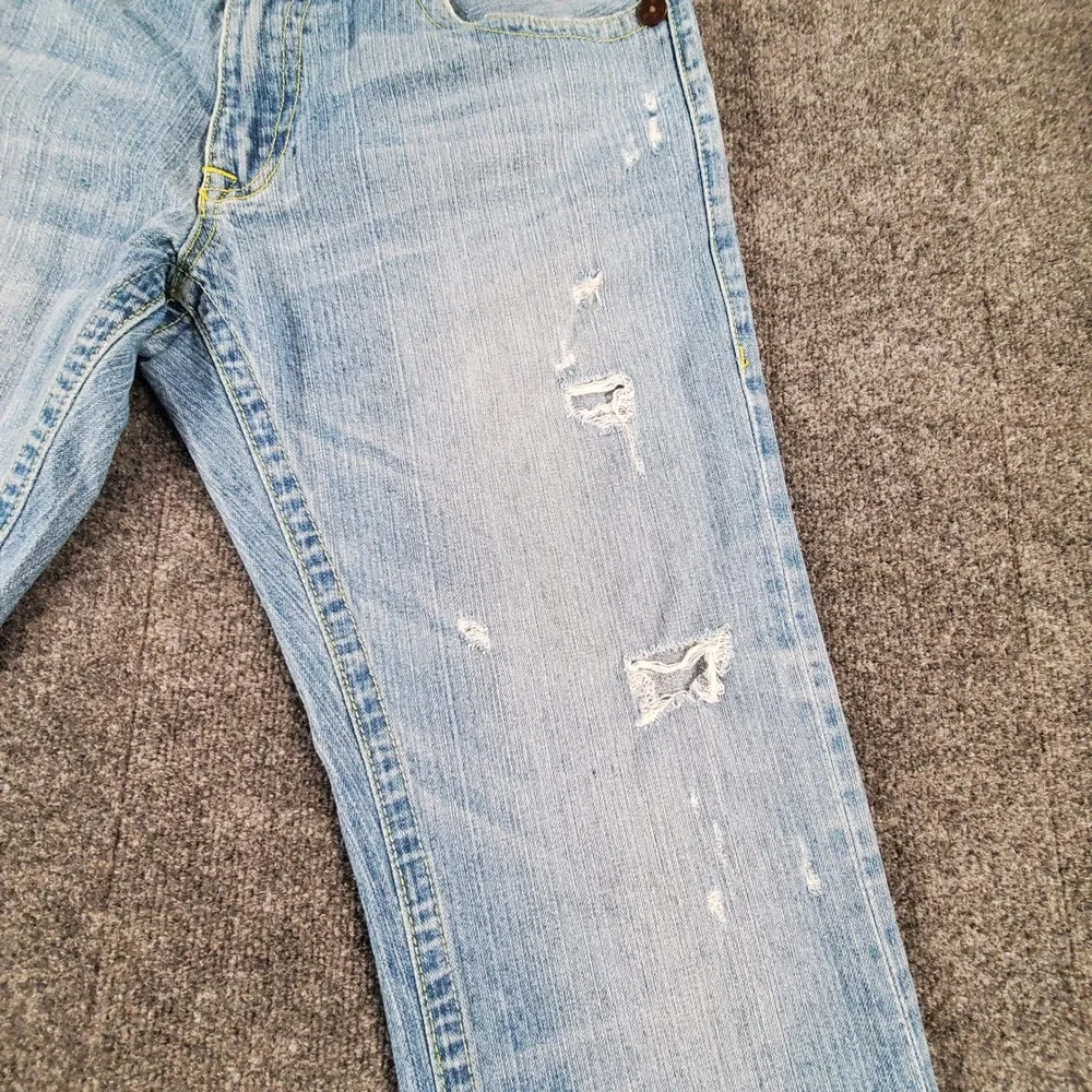 True Religion Jeans Mens 38x32 M24859M7 Light Wash Distressed Skull Roses USA